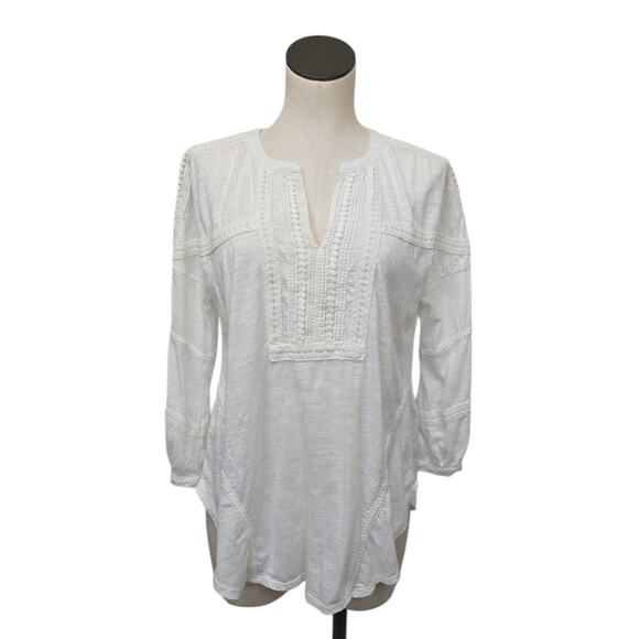 Sundance Catalog White Terra Mar Crochet Top Size Small Lace Detail‎ Bohemian - Picture 1 of 8